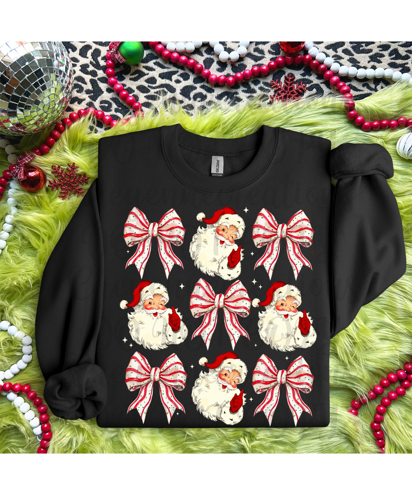 Coquette Bows with Santa Gildan Crewneck