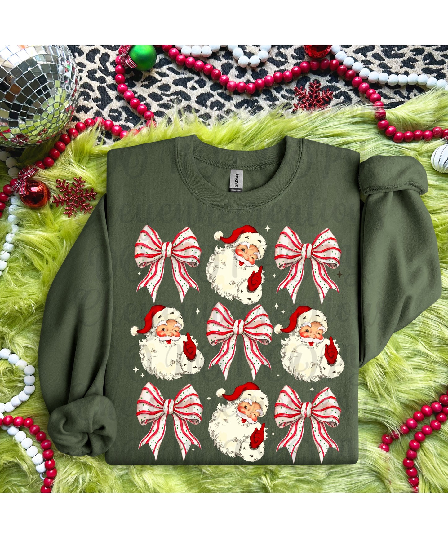 Coquette Bows with Santa Gildan Crewneck